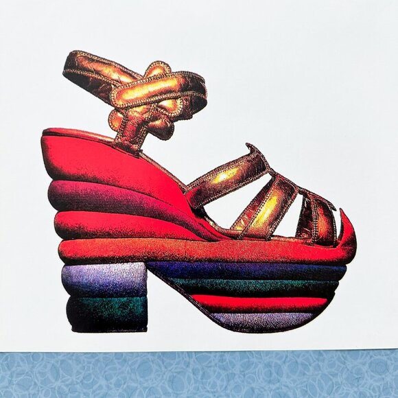 1990s Gold Book Ad • Ferragamo Rainbow Sandal • Fashion Wall Art - Picture 3 of 6